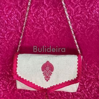 Bolso bandoleira liño en fucsia - Imaxe 1
