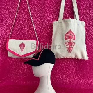 Bolso bandoleira liño en fucsia - Imaxe 2