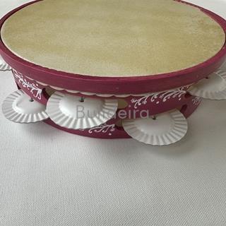 Pandeireta 9 pares rosa pintada a man - Imaxe 1