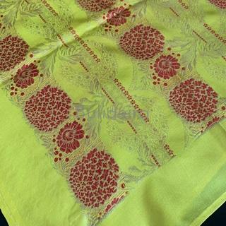 Pano 90x90 en seda amarelo limón e fuxsia - Imaxe 1