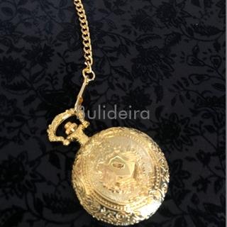 Reloxo dourado redondo con tapa - Imaxe 1